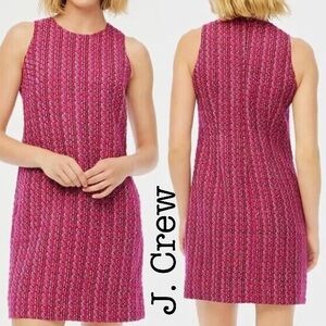 New J. Crew Fuchsia Tweed Shift Mini Dress Size 12